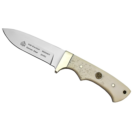 Puma SGB Blacktail Smooth White Bone Hunters Knife with Leather Sheath, 6530040T
