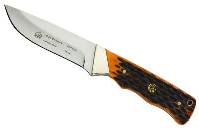 Puma SGB Badlands Brown Jigged Bone Hunting Knife with Leather Sheath, 6817600B