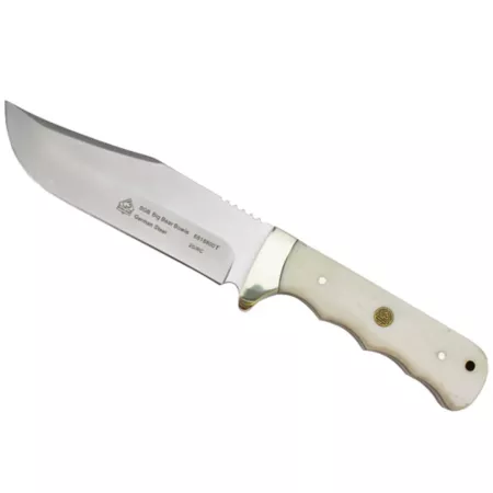 Puma SGB Big Bear Bowie Smooth White Bone Hunting Knife with Leather Sheath 6818800T Knives