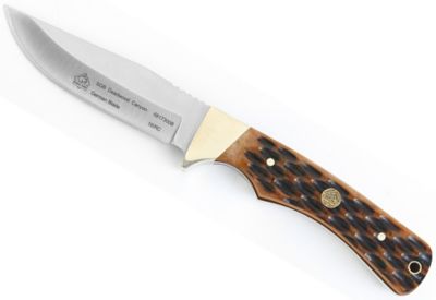 Puma SGB Deadwood Canyon Brown Jigged Bone Hunting Knife with Leather Sheath, 6817300B