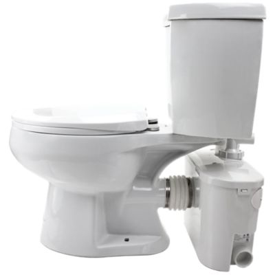 Image showing  1/2 HP 115V Electric Powerflush Optima Pro Grinder Upflush Instant Toilet System, Elongated Bowl, 2,700 GPH