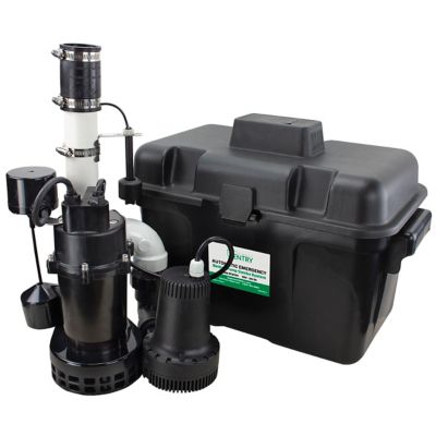 Image showing  1/3 HP 115/12V Emergency Backup Sump Pump Combo System, 2,400 GPH