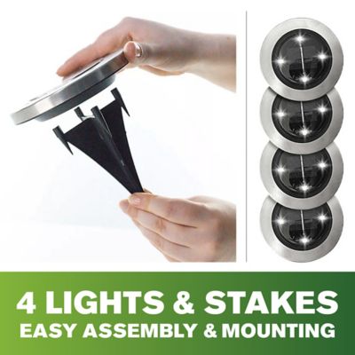 Image showing  LED Path Lights - Solar Powered & Stainless Steel (4-Pack)