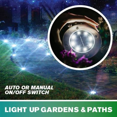Image showing  40-Lumen Solar-Powered 8-LED Disk Lights, Stainless Steel, 8-Pack