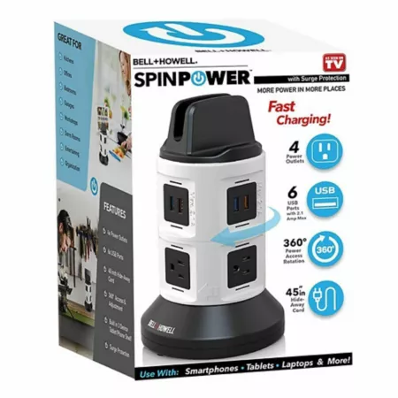 Bell & Howell Spin 4-Outlet Power Tower and Surge Protector Surge Protectors