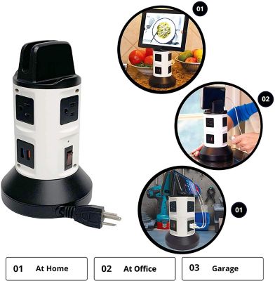 Image showing  4-Outlet Spin Power Strip Tower and Surge Protector
