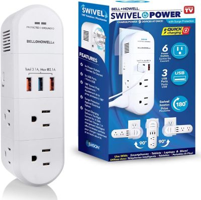 Bell & Howell Swivel Power 180-Degree Swiveling Power Strip with Surge Protection