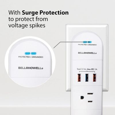 Image showing  10 Amp 3-Oulet Swivel Power 180-Degree Swiveling Power Strip with Surge Protection