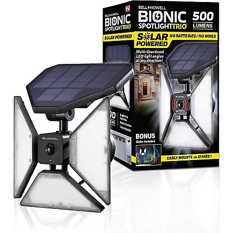 Bell & Howell Bionic Spotlight Trio - 500 Lumens 8-Watt Solar Powered Motion Sensor Outdoor LED Flood Light