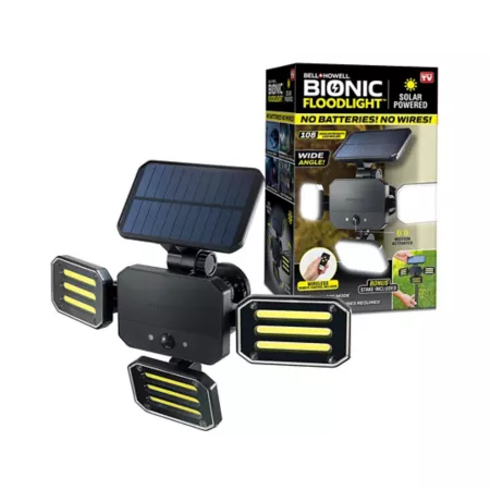 Bell & Howell Solar Powered and Motion Activated Bionic Spotlight with Remote Control Black Flood Lights