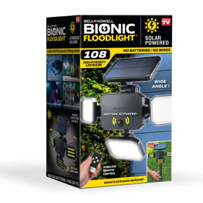 Image showing  Solar Powered and Motion Activated Bionic Flood Light with Remote, Black