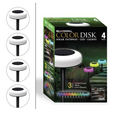 Bell & Howell 12-Lumen Solar-Powered Color Changing Disk Lights, 4-Pack