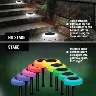 Image showing  12-Lumen Solar-Powered Color Changing Disk Lights, 4-Pack