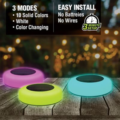 Image showing 5 th Bell & Howell 12-Lumen Solar-Powered Color Changing Disk Lights, 4-Pack