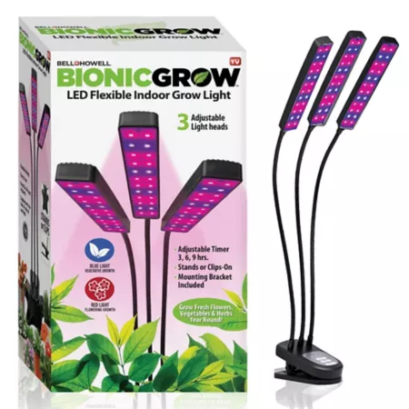 Bell & Howell Bionic Grow 3-Head UV Indoor Plant Lamp Full Spectrum 6W Equivalent Novelty Indoor Lights