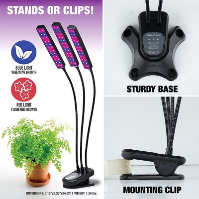 Image showing  Bionic Grow 3-Head 6W Equivalent Full Spectrum UV Indoor Plant Light