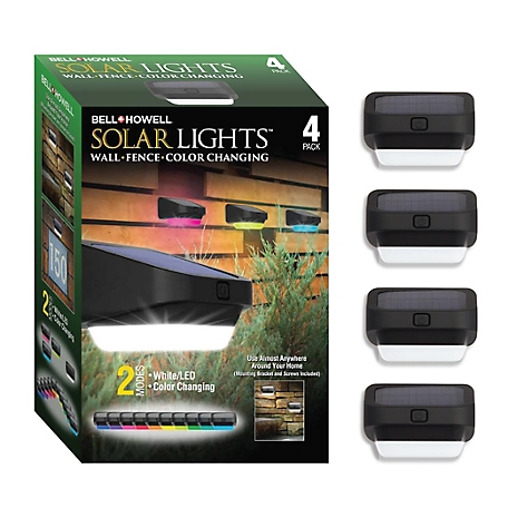 Bell & Howell Solar Powered Integrated LED Outdoor Fence and Wall Light (4-Pack)