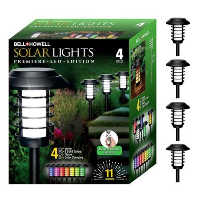 Bell & Howell Solar Powered LED Pathway Lights Color Changing with Remote (4-Pack)