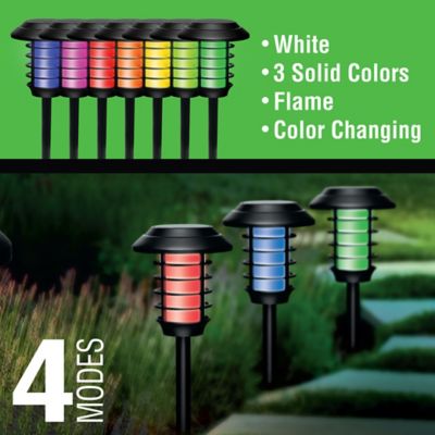 Image showing  11-Lumen Solar-Powered LED Pathway Lights Color Changing with Remote, 4-Pack