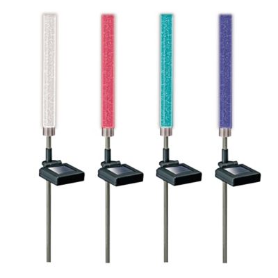 Image showing  6-Lumen Glimmer Solar-Powered Acrylic Integrated LED Tube Path Lights, 4-Pack