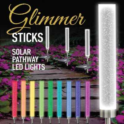 Image showing  6-Lumen Glimmer Solar-Powered Acrylic Integrated LED Tube Path Lights, 4-Pack