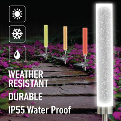 Image showing 7 th Bell & Howell 6-Lumen Glimmer Solar-Powered Acrylic Integrated LED Tube Path Lights, 4-Pack