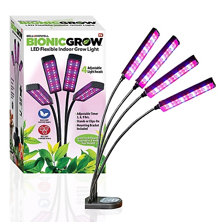 Bell & Howell Bionic Grow 4-Head - 9-Watt Equivalent Full Spectrum UV Indoor Plant Light