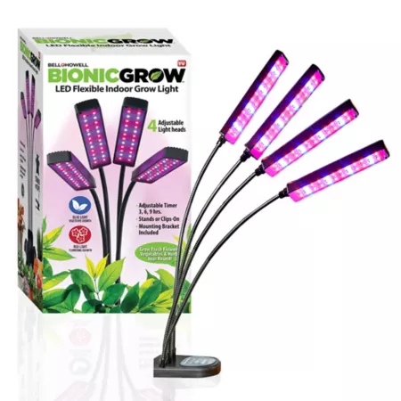 Bell & Howell Bionic Grow 4-Head UV Indoor Plant Light 9 Watt Equivalent 220 Lumens 3700K LED Light Bulbs