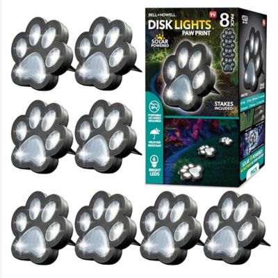Bell & Howell Paw Print Disk Lights - Solar Powered LED Weather Resistant Path Light (8-Pack)
