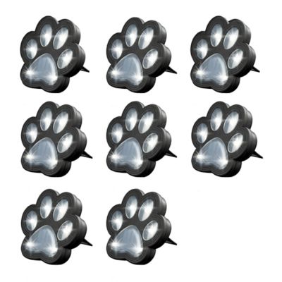 Image showing  7-Lumen Solar-Powered LED Paw Print Disk Lights, Weather Resistant Path Light, 8-Pack