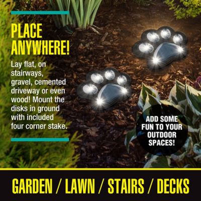 Image showing  7-Lumen Solar-Powered LED Paw Print Disk Lights, Weather Resistant Path Light, 8-Pack