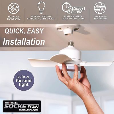 Image showing  15.7 in. Indoor Socket Fan LED Ceiling Fan with Remote, White
