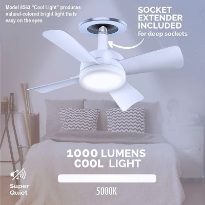 Image showing  15.7 in. Indoor Socket Fan LED Ceiling Fan with Remote, White