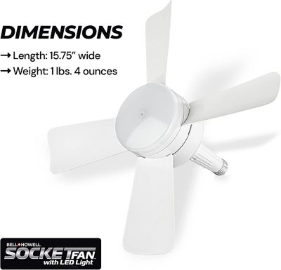 Image showing 6 th Bell & Howell 15.7 in. Indoor Socket Fan LED Ceiling Fan with Remote, White