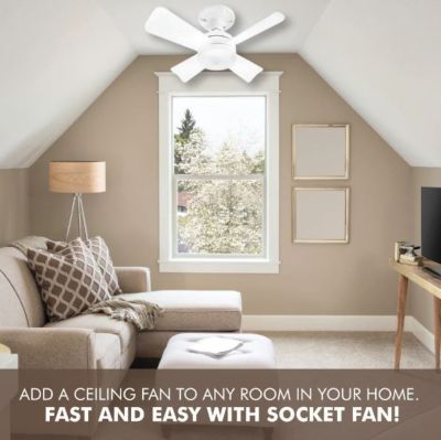 Image showing 9 th Bell & Howell 15.7 in. Indoor Socket Fan LED Ceiling Fan with Remote, White