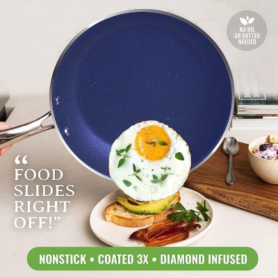 Image showing  10-Piece Aluminum Ultra-Durable Non-Stick Diamond Infused Cookware Set with Glass Lids - Blue