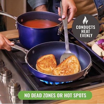 Image showing 5 th Granitestone 10-Piece Aluminum Ultra-Durable Non-Stick Diamond Infused Cookware Set with Glass Lids - Blue