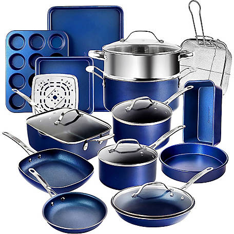 Granitestone 20-Piece Aluminium Cookware & Bakeware Set - Blue