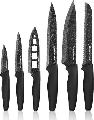 Granitestone Nutri Blade 6-Piece Stainless Steel High-Grade Knife Set in Black