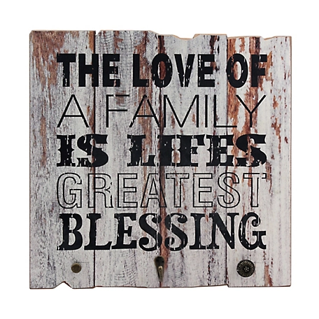 Stonebriar Collection Rustic Wood Worn White Painted Love of Family Wall Art
