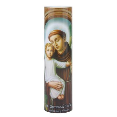 Stonebriar Collection St. Anthony Flameless LED Devotional Prayer Candle with Automatic Timer