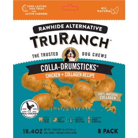 TruRanch Chicken Drumstick Dog Treats 8 ct Dog Bones Rawhide & Rawhide Alternative