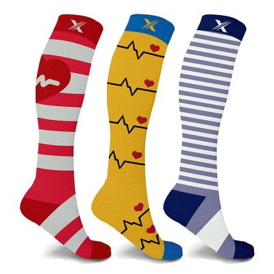 Extreme Fit 3-Pairs:Everyday Wear Fun Patterned Knee High Compression Socks