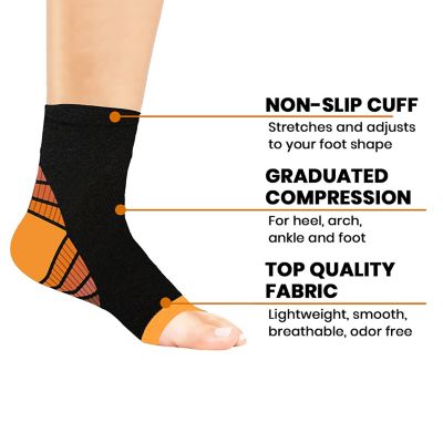 Image showing  3-Pairs: Elite Lightweight Ankle Support Compression Pain Relief Sleeves, L-XL