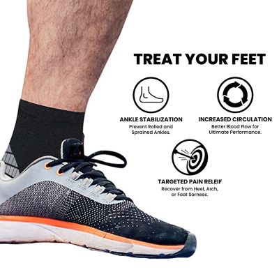 Image showing  3-Pairs: Elite Lightweight Ankle Support Compression Pain Relief Sleeves, L-XL