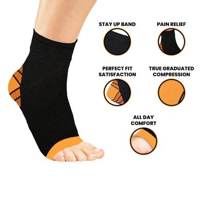 Image showing  3-Pairs: Elite Lightweight Ankle Support Compression Pain Relief Sleeves, L-XL