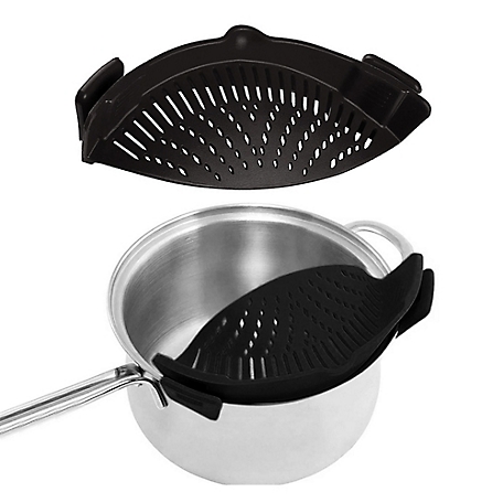 1947kitchen 2 Pack: Easy Snap on Heat Resistance Silicone Workplace Warehouse Barn Kitchen Strainer (Black)