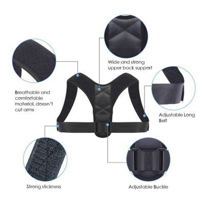 Image showing  Adjustable Posture Support Corrector Back Shoulders Brace for Sitting, People on the Go, Or Office Workers