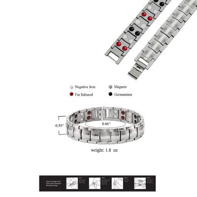 Image showing  Magnetic Energy Stainless Steel Therapy Bracelet to Balance Stress, Anxiety, Arthritis Pain Relief, Silver, 3 pk.