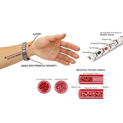 Image showing  Magnetic Energy Stainless Steel Therapy Bracelet to Balance Stress, Anxiety, Arthritis Pain Relief, Silver, 3 pk.